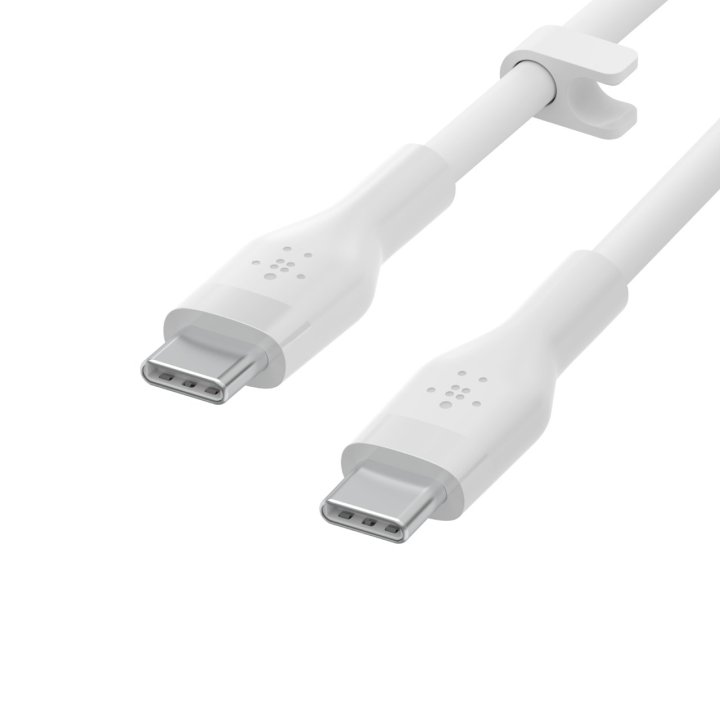 Cable Belkin Cab009bt1mbw2pk Usb-c A Usb-c Boost Charge 1m Silicona Con Clip Pack 2 Blanco negro