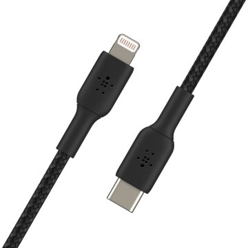 Cable Belkin Caa004bt1mbk Usb-c A Lightning Trenzado Boost Charge 1m Color Negro