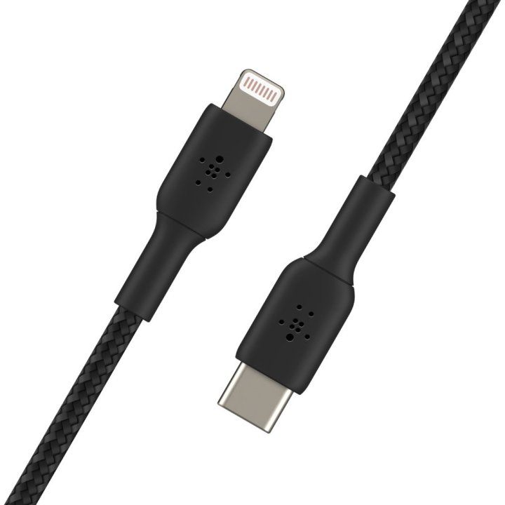 Cable Belkin Caa004bt1mbk Usb-c A Lightning Trenzado Boost Charge 1m Color Negro
