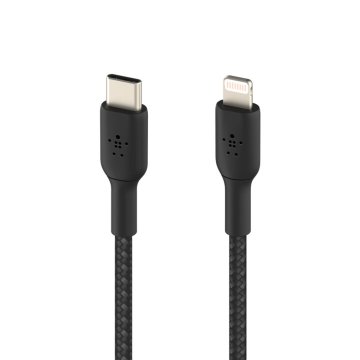 Cable Belkin Caa004bt1mbk Usb-c A Lightning Trenzado Boost Charge 1m Color Negro 2