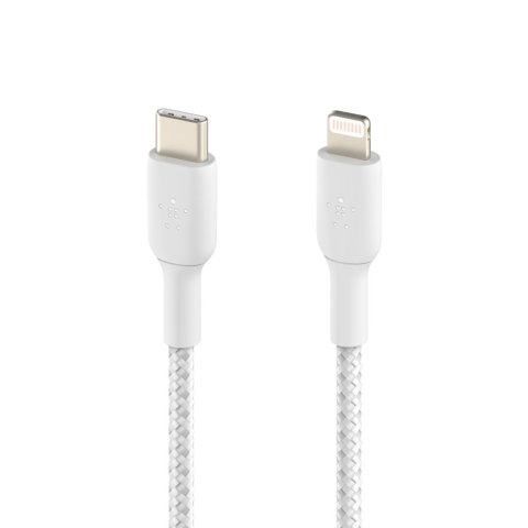 Cable Belkin Caa004bt1mwh Usb-c A Lightning Trenzado Boost Charge 1m Color Blanco