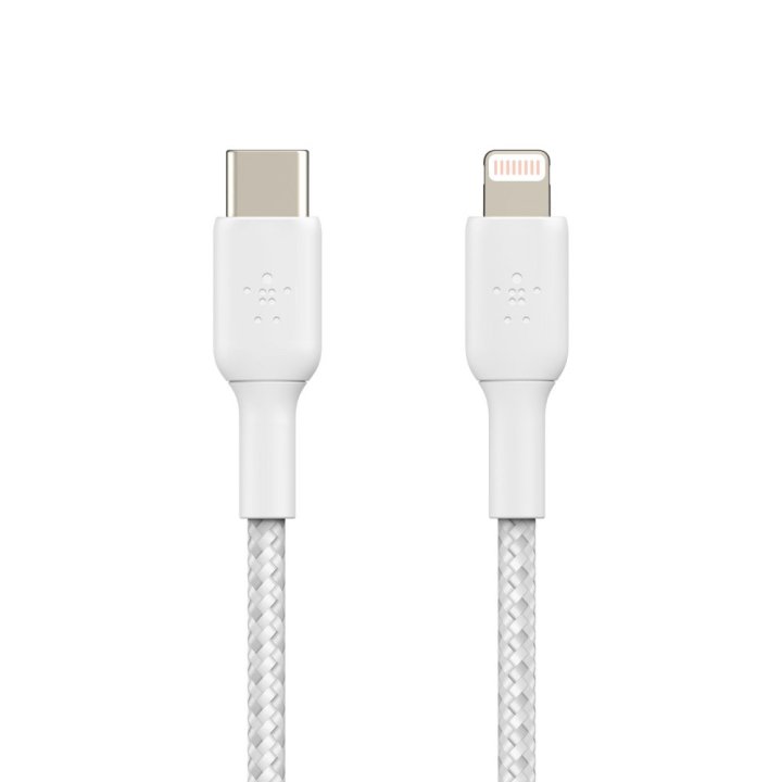 Cable Belkin Caa004bt1mwh Usb-c A Lightning Trenzado Boost Charge 1m Color Blanco