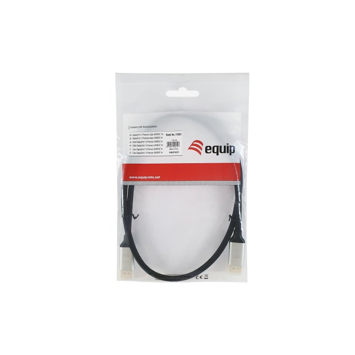 Cable Displayport A Displayport Premium 1.4 8k 60hz 1m Malla Algodón Trenzado Y Conector Aluminio Equip 119261