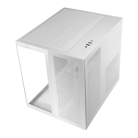 Caja Microatx Cube Gaming Mars Gaming Mcnovam Blanca Doble Panel De Cristal Templado Doble Camara Rejilla Frontal Usb-c Usb-a