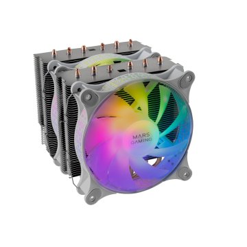 Ventilador Con Disipador Para Cpu Mars Gaming Mcpu-xt White Dual Argb 6 Heatpipes Tdp 300w Doble Dis