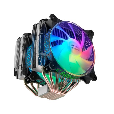 Ventilador Con Disipador Para Cpu Mars Gaming Mcpu-xt Black Dual Argb 6 Heatpipes Tdp 300w Doble Disipador De De Alta Densida
