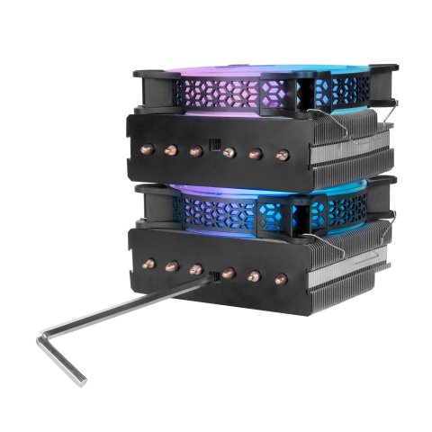 Ventilador Con Disipador Para Cpu Mars Gaming Mcpu-xt Black Dual Argb 6 Heatpipes Tdp 300w Doble Disipador De De Alta Densida