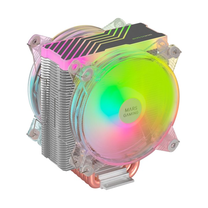 Ventilador Con Disipador Para Cpu Mars Gaming Mcpu66 Iluminacion Triple Argb 6 Heatpipes Disipador De Aluminio 2xventilador P