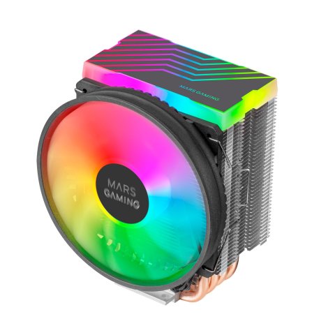 Ventilador Con Disipador Para Cpu Mars Gaming Mcpu44 Black Iluminacion Dual Argb 4 Heatpipes Disipador De Aluminio Ventilador