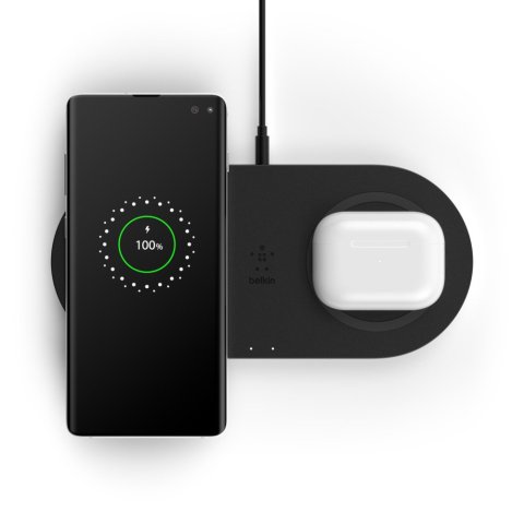 Base De Carga Inalámbrica Doble Belkin Wiz002vfbk 10w Boost Charge Color Negro