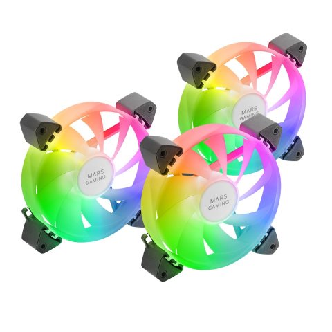 Kit 3xventilador Interno Argb Mars Gaming Mf-3a Kit Black 12x12cm Argb Rainbow