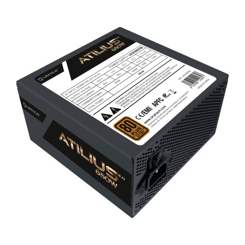 Fuente De Alimentacion Unyka Atilus Atx 650w 80plus Bronze Pfc Activo Ventilador 120mm Ultra Silciosa Sin Caja Retail