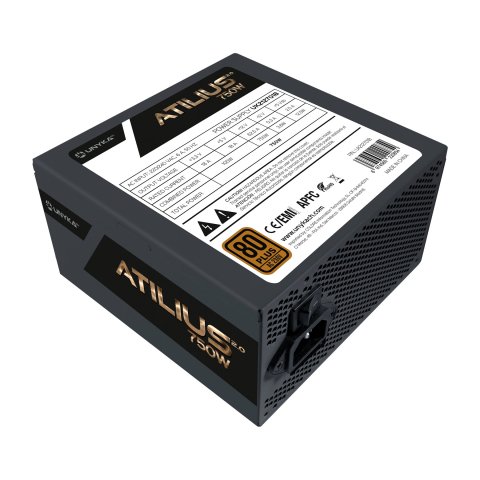 Fuente De Alimentación Unyka Atilus Atx 750w 80plus Bronze Pfc Activo Ventilador 120mm Ultra Silencioso Negra