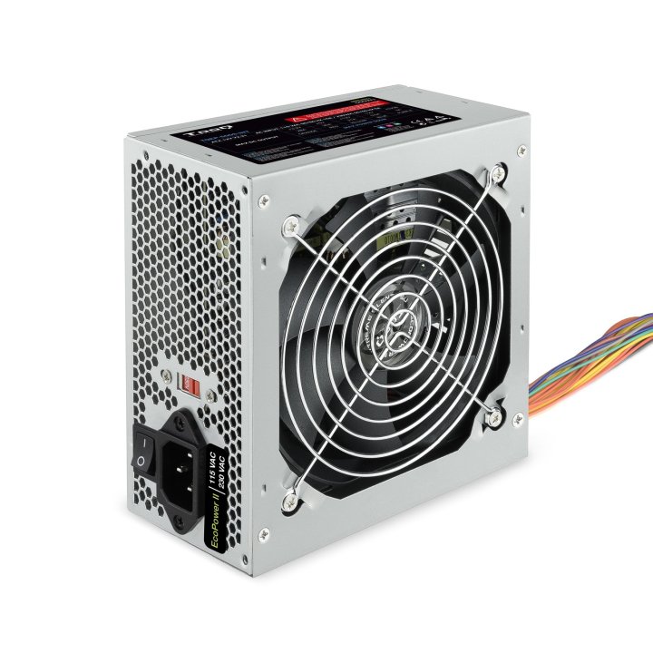 Fuente De Alimentación Tooq Tqep-500s-int Atx, Conmutador Doble Voltaje 115v 230v, 4 Sata 2 Molex, Plata Destinada Para Repar
