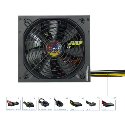 Fuente De Alimentacion Tooq Tqapolo-700sp 700w Fan 12cm 5 Sata 3 Molex 2 Pcie (6+2 Y 6) Interruptor Negra Destinada A Reparac