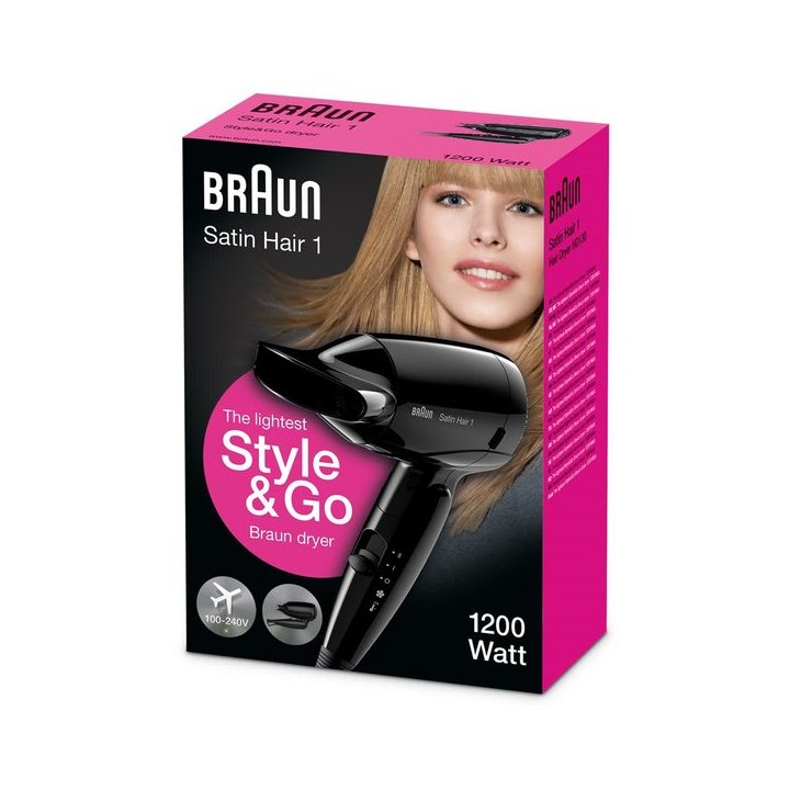 Secador De Pelo Ionico Braun Satin Hair 1 Hd130 1200w 2 Velocidades Plegable