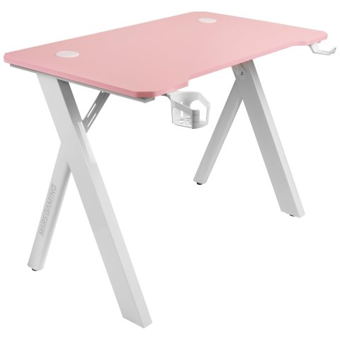 Mesa Mars Gaming Mgd Rgb Blanca Con Tablero Rosa Chasis Acero Tablero 100x60cm Altura 74cm Rgb