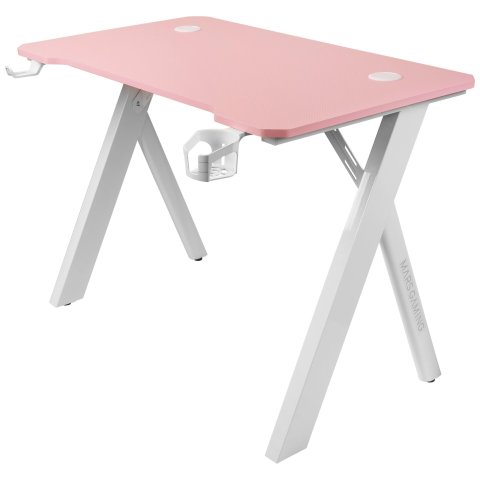 Mesa Mars Gaming Mgd Rgb Blanca Con Tablero Rosa Chasis Acero Tablero 100x60cm Altura 74cm Rgb