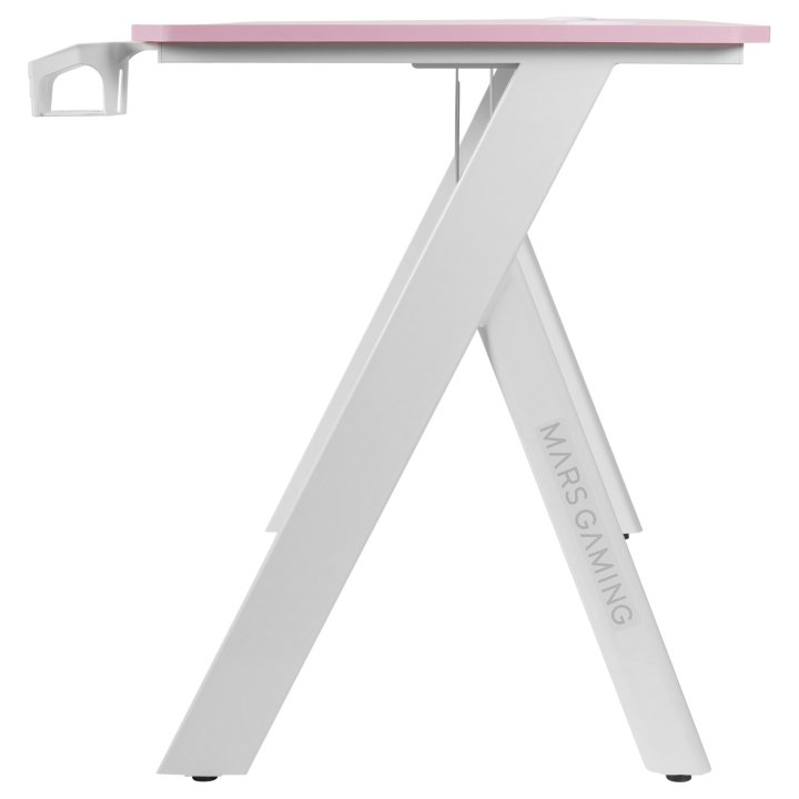 Mesa Mars Gaming Mgd Rgb Blanca Con Tablero Rosa Chasis Acero Tablero 100x60cm Altura 74cm Rgb