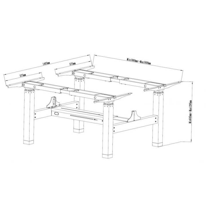 Mesa Electrica Ergonomica Doble "cara A Cara" Altura Regulable Sin Tablero Color Estructura Gris Control Tactil Altura Desde 