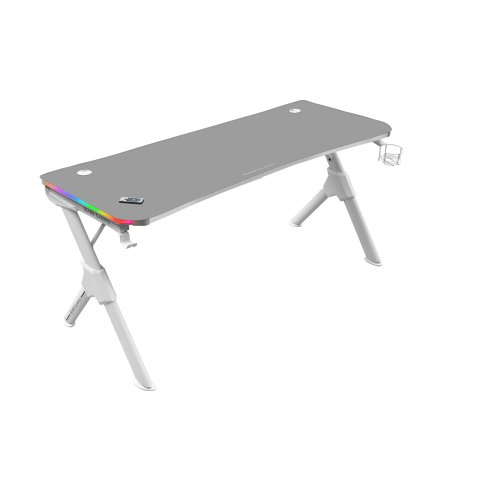 Mesa Mars Gaming Mgd Rgb 140 White Chasis De Acero Tablero 140x60cm Altura 75cm Alfombrilla Nanotextil Con Guias Y Soportes