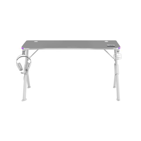 Mesa Mars Gaming Mgd Rgb 140 White Chasis De Acero Tablero 140x60cm Altura 75cm Alfombrilla Nanotextil Con Guias Y Soportes