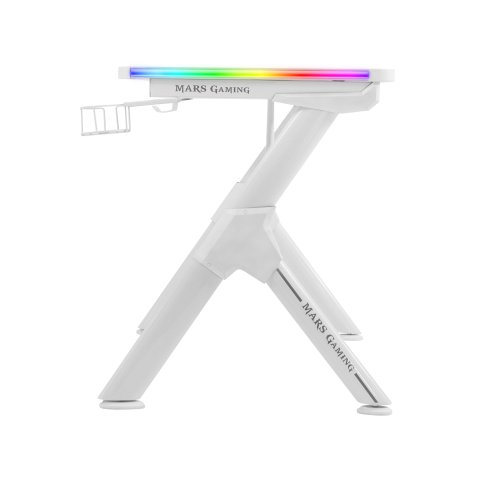 Mesa Mars Gaming Mgd Rgb 140 White Chasis De Acero Tablero 140x60cm Altura 75cm Alfombrilla Nanotextil Con Guias Y Soportes