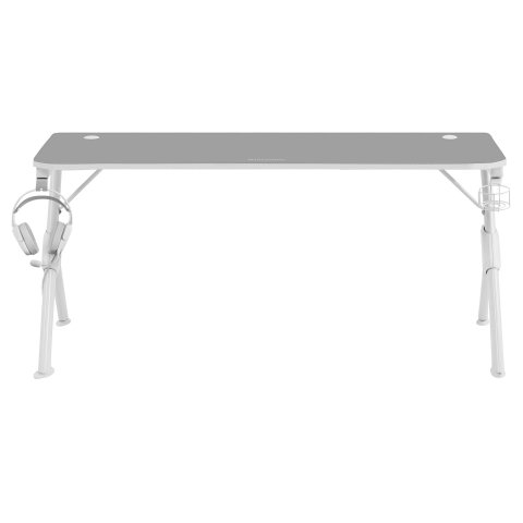 Mesa Mars Gaming Mgd Xl White Chasis De Acero Tablero 160x60cm Altura 74cm Con Diseño De Fibra De Carbono Con Guias Y Soporte