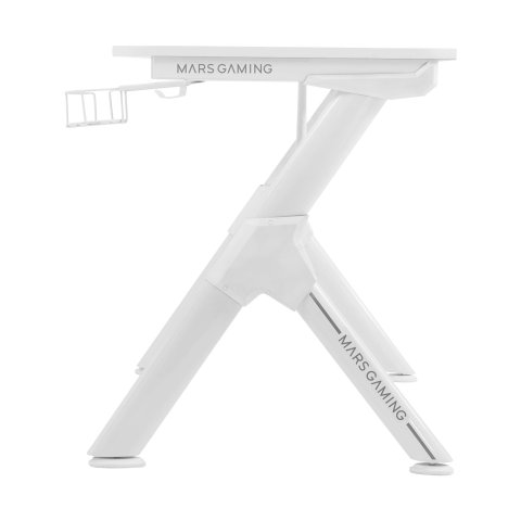 Mesa Mars Gaming Mgd Xl White Chasis De Acero Tablero 160x60cm Altura 74cm Con Diseño De Fibra De Carbono Con Guias Y Soporte