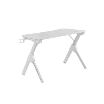 Mesa Mars Gaming Mgd White Chasis De Acero Tablero 110x60cm Altura 74cm Con Diseño De Fibra De Carbono Con Guias Y Soportes 2