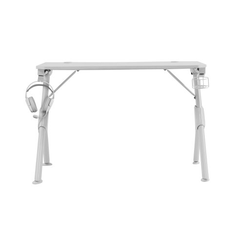 Mesa Mars Gaming Mgd White Chasis De Acero Tablero 110x60cm Altura 74cm Con Diseño De Fibra De Carbono Con Guias Y Soportes