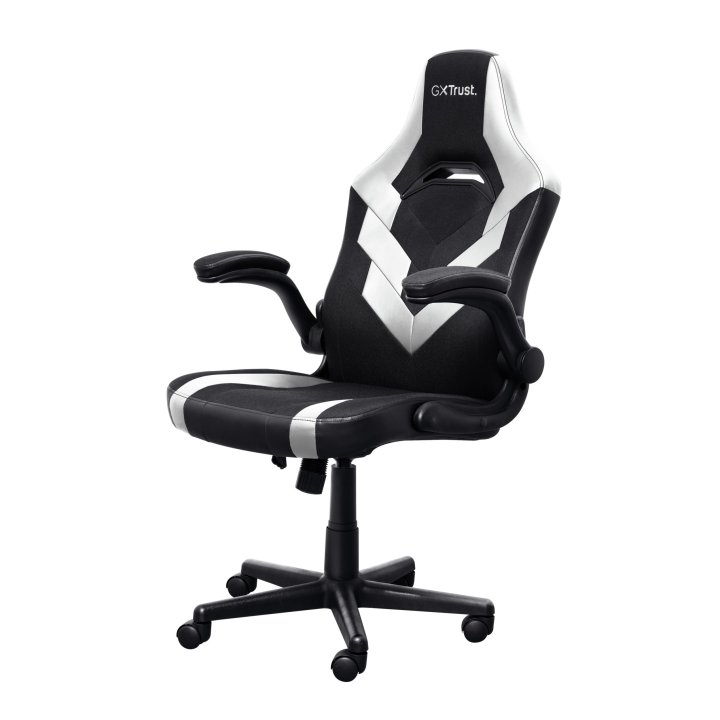Silla Gamer Trust Gxt 703 Negra blanca 25130 Elevador De Gas Clase 4 Reposabrazos Abatibles Bloqueo De Inclinacion Max. 140kg