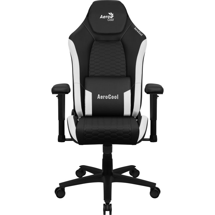Silla Gaming Aerocool Crown Diseño Premium Cuero Sintetico Aeroweave Negra Con Detalles En Blanco Reposabrazos 2d Cojin Lumba