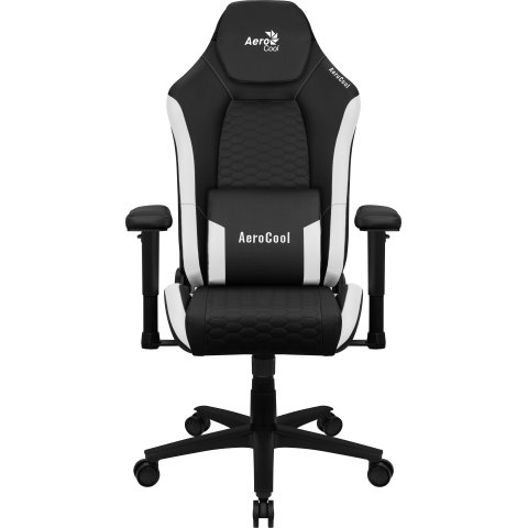 Silla Gaming Aerocool Crown Diseño Premium Cuero Sintetico Aeroweave Negra Con Detalles En Blanco Reposabrazos 2d Cojin Lumba