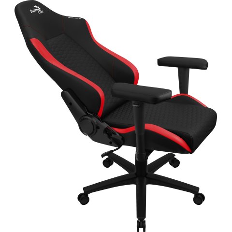 Silla Gaming Aerocool Crown Diseño Premium Cuero Sintetico Aeroweave Negra Con Detalles En Rojo Reposabrazos 2d Cojin Lumbar 