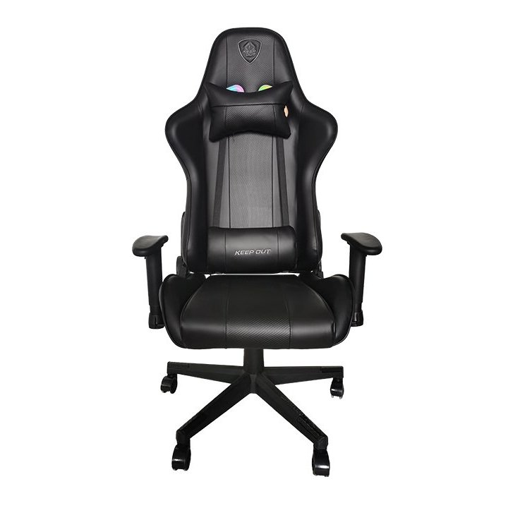 Silla Gamer Pro Keep Out Xsrgb-racing Black Iluminación Rgb Con Mando A Distancia Reposabrazos 2d Cojin Lumbar Y Cervical Ofe