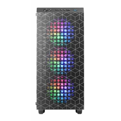 Caja Atx Semitorre Gaming Mars Gaming Mcmag Negra Frontal Doble Rejilla Magnetica Lateral Cristal Templado 3x120mm Rgb Doble 