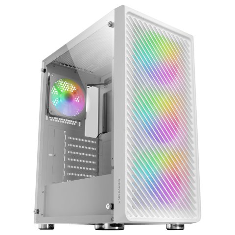 Caja Atx Semitorre Gaming Mars Gaming Mc-f White Frontal Metal Mesh 3 Ventiladores Argb 120mm +1 Trasero Lateral De Cristal T