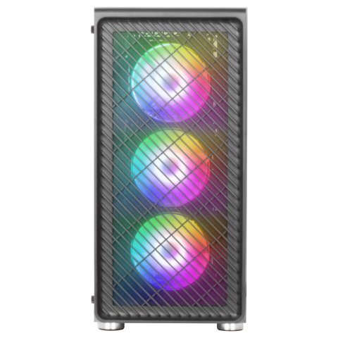 Caja Atx Semitorre Gaming Mars Gaming Mc-f Black Frontal Metal Mesh 3 Ventiladores Argb 120mm +1 Trasero Lateral De Cristal T