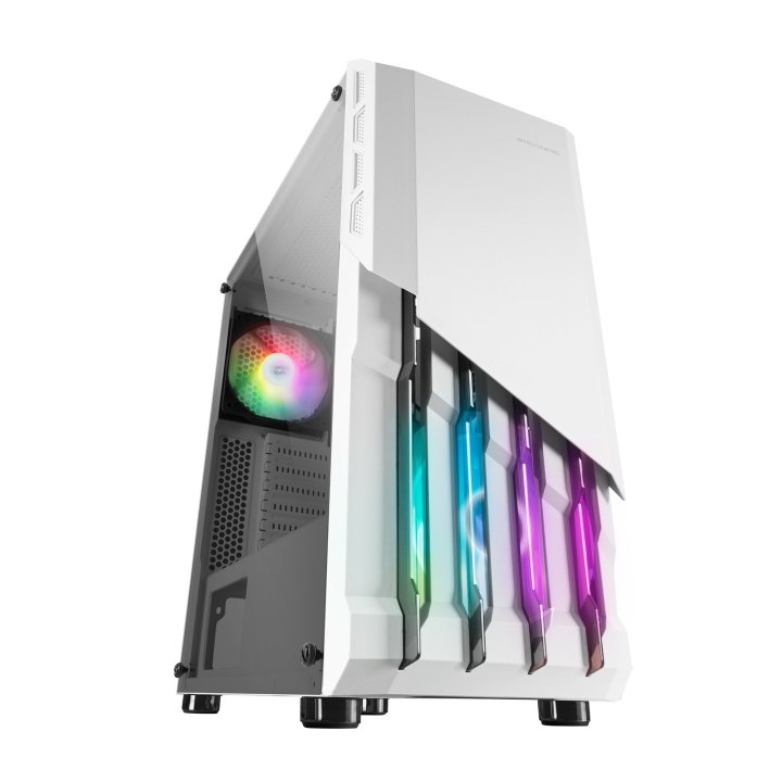 Caja Atx Semitorre Gaming Mars Gaming Mc-x2 White Frontal En Acero Ventiladores Frgb Sin Fuente De Alimentacion