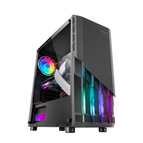 Caja Atx Semitorre Gaming Mars Gaming Mc-x2 Black Frontal En Acero Ventiladores Frgb Sin Fuente De Alimentacion