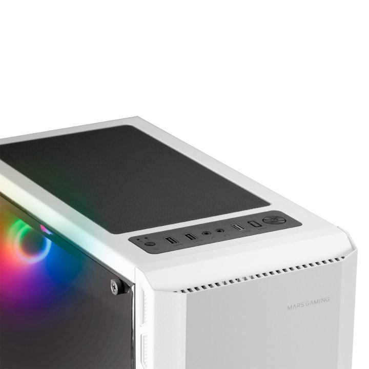Caja Atx Semitorre Gaming Mars Gaming Mc-x2 White Frontal En Acero Ventiladores Frgb Sin Fuente De Alimentacion