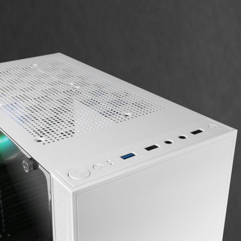 Caja Atx Semitorre Gaming Mars Gaming Mc-u3 White Xl Frontal Argb Con Ventilador Trasero Sincronizado Lateral Cristal Templad