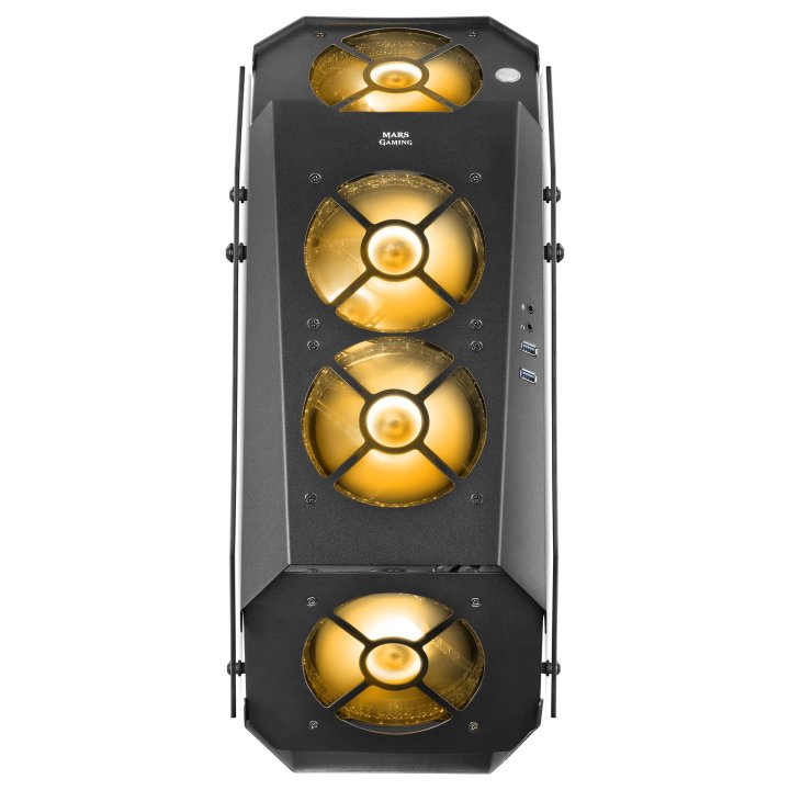 Caja Atx Semitorre Gaming Mars Gaming Mc51 Black Diseño Extremo 5 Ventiladores 120mm Chroma Rgb Laterales De Cristal Templado
