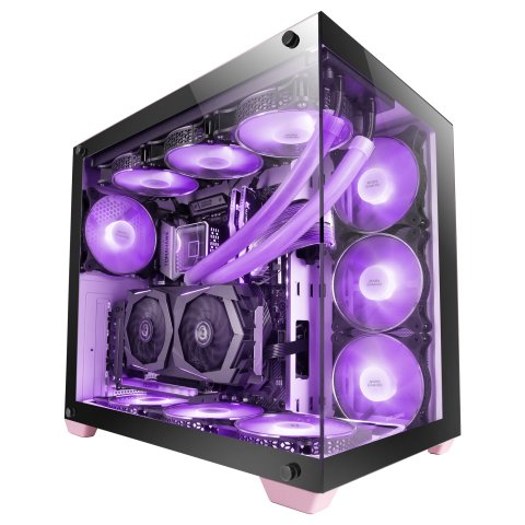 Caja E-atx Torre Gaming Mars Gaming Mcv4 Pink Xxl Premium Custom Doble Ventana De Cristal Templado Continuo Sin Fuente De Ali