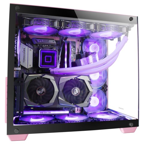 Caja E-atx Torre Gaming Mars Gaming Mcv4 Pink Xxl Premium Custom Doble Ventana De Cristal Templado Continuo Sin Fuente De Ali