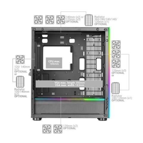 Caja E-atx Torre Gaming Mars Gaming Mc-ult Xxl White Frontal Y Lateral De Cristal Templado Sin Fuente De Alimentacion