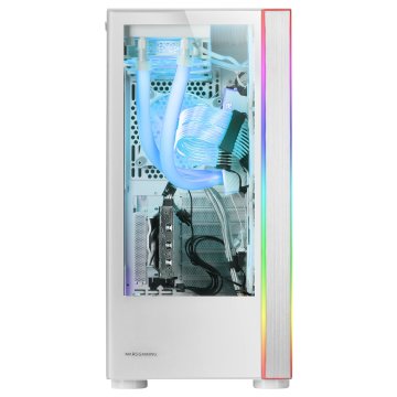 Caja E-atx Torre Gaming Mars Gaming Mc-ultra White Doble Linea Argb Frontal Y Lateral De Cristal Templado Sin Fuente De Alime 2
