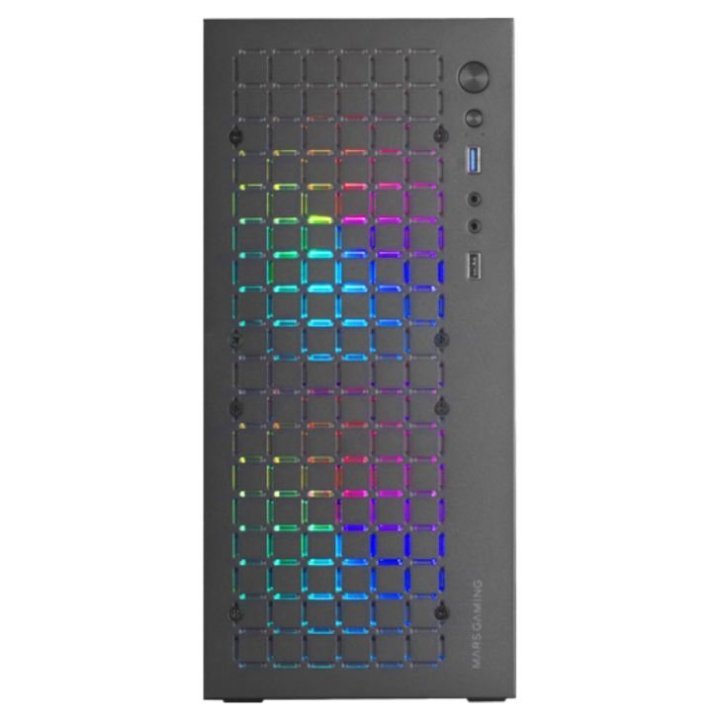 Caja Microatx Gaming Mars Gaming Mc-core Black Frontal Metal-mesh Con 2 Ventiladores Frgb 120mm Ventana Lateral Completa Sin 