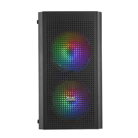 Caja Microatx Gaming Mars Gaming Mc300 Black Frontal Mesh 3xventiladores 120mm Rgb Lateral De Cristal Templado Sin Fuente De 